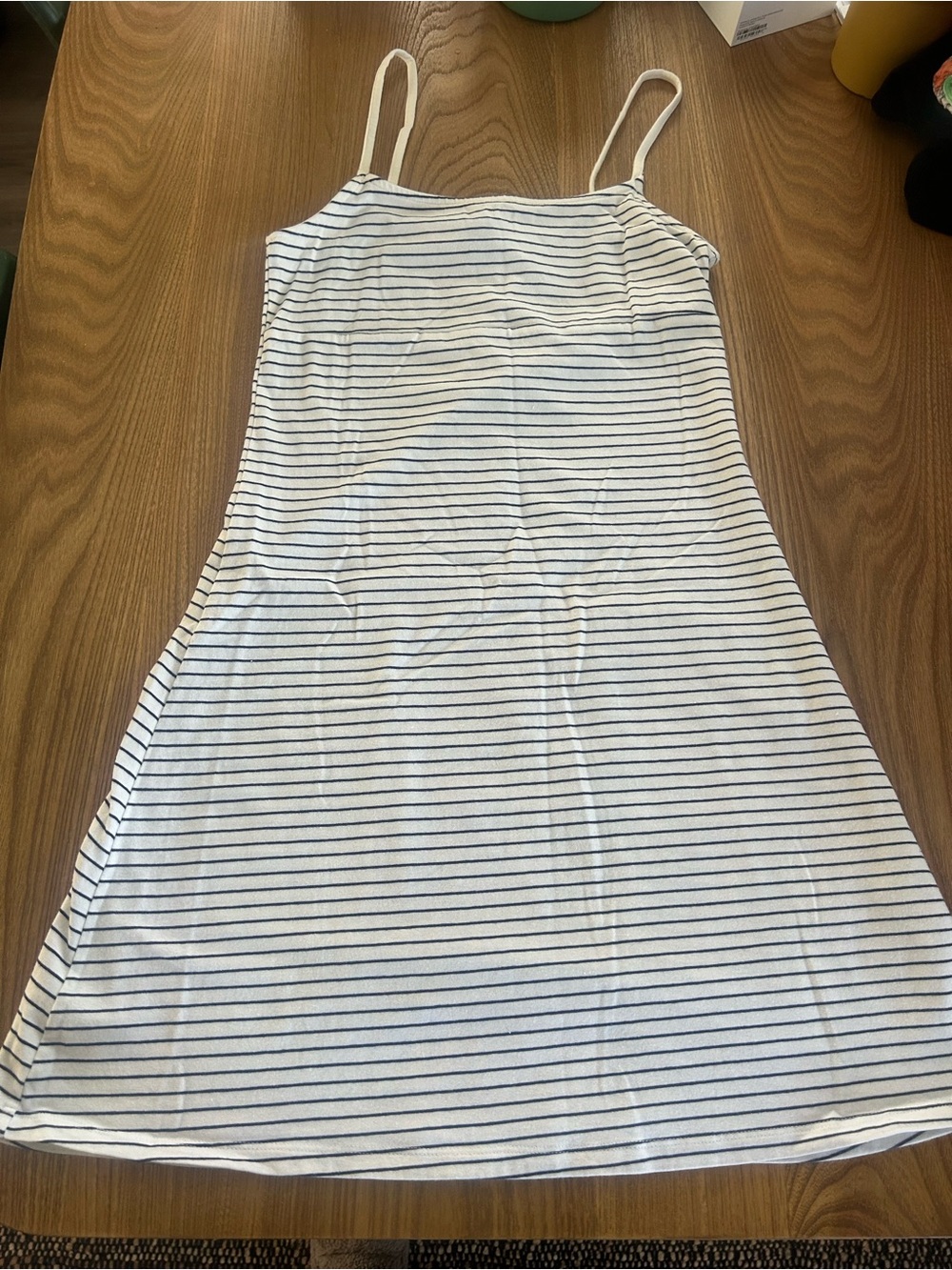 Divided White and Navy Striped Mini Dress